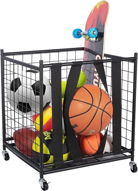 Amazon.com: Oududianzi Ball Storage, Ball Holder, Rolling Sports Ball Cart, Garage Ball Organizer, Ball Storage Bin, Ball Basket Storage with Elastic Straps, Ball Storage Rack for Kinds Balls : Sports & Outdoors Ball Organizer, Sports Equipment Organization, Garage Organizer, Sport Rack, Ball Holder, Garage Organize, Ball Storage, Basket Storage, Sports Balls