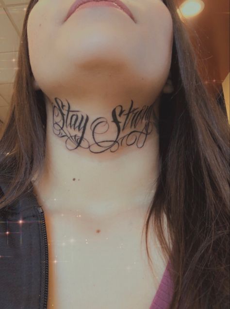 Whole Neck Tattoos Women, Throat Word Tattoo, Thug Tattoos For Women Neck, Nek Tattoo Woman, Middle Of Neck Tattoo, Neck Name Tattoos Women, Under Neck Tattoo, Middle Neck Tattoo, Tattoo Neck Woman