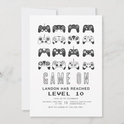 Any Year Minimalist Level Up Gamer Birthday Invitation 30th Birthday Video Game Theme, Luke 7, Gamer Birthday Party, Luxury Birthday Party, Surprise Birthday Invitations, Gamer Birthday, Luxury Birthday, Adult Birthday Invitations, Game Themes