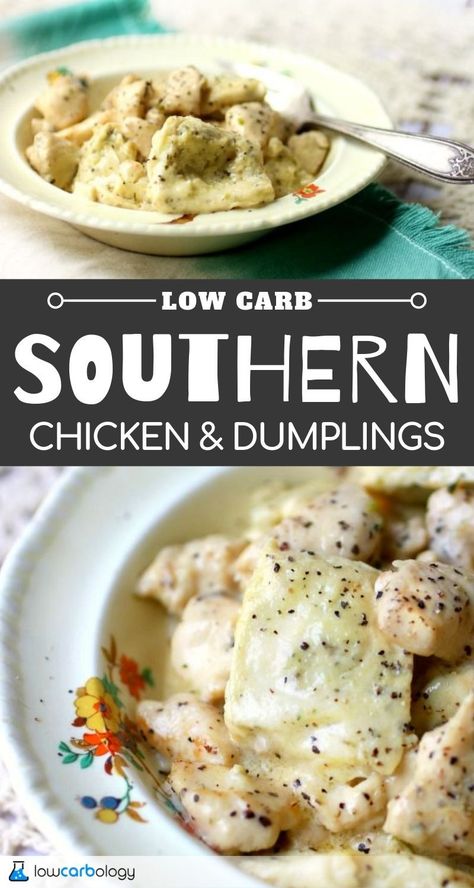 Low Carb Chicken And Dumplings, Southern Chicken And Dumplings, Dumplings Chicken, Low Sugar Diet Recipes, Healthy Low Fat Recipes, Chicken And Dumplings Recipe, Southern Chicken, Low Carb Soup Recipes, Chicken Dumplings