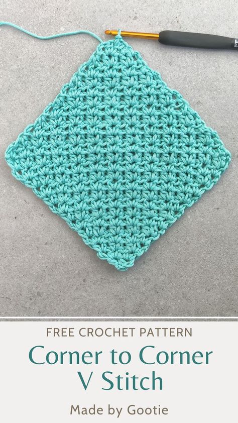 C2c Wattle Stitch, Crochet Corner To Corner, Crochet Washcloth Free Pattern, Crochet Washcloth Free, Corner To Corner Crochet Pattern, V Stitch Crochet, Crochet C2c Pattern, Cluster Stitch, C2c Crochet Pattern Free