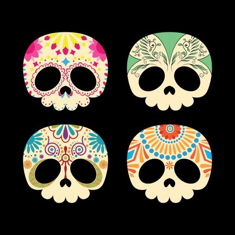 Colección de bonitas calaveras mexicanas vector gratuito | Free Vector #Freepik #vector #freeflor #freefloral #freecraneo #freecelebracion Ideas Dia De Muertos, Mexican Graphic Design, Skulls Drawing, Mexican Skulls, Easy Halloween Crafts, Sugar Skull Art, Sugar Skulls, Halloween Backgrounds, Mexican Art