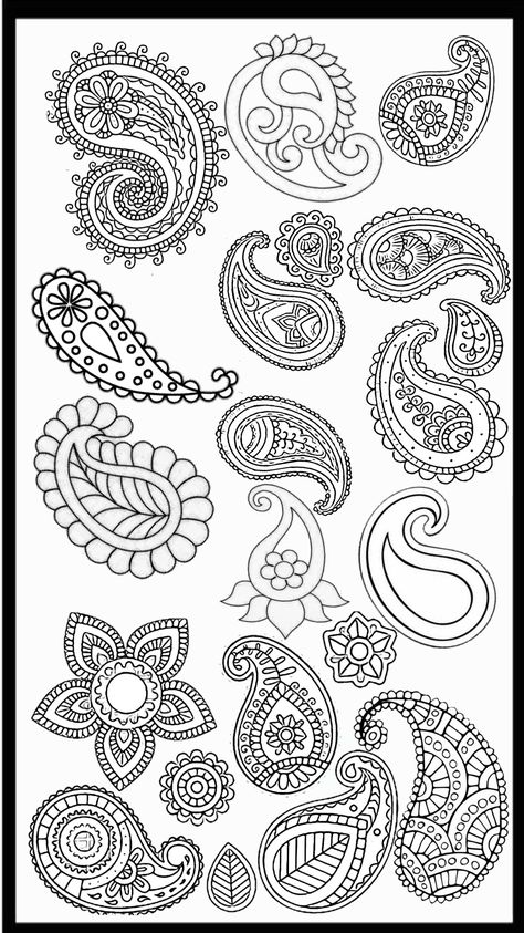 Easy Paisley Pattern Simple, Simple Paisley, Paisley Drawing, Paisley Doodle, Gond Painting, Paisley Motifs, Mandala Art Therapy, Flower Drawing Design, Paisley Art