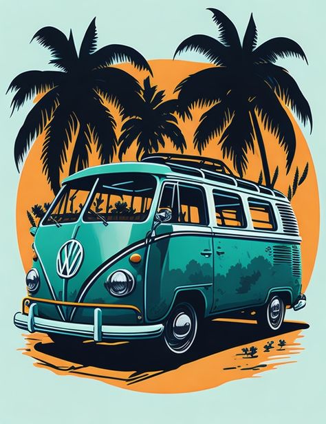 If you purchase this amazing t-shirt design then click on link and buy this. Thank you T Shirt Design Ideas Art, Van Wallpaper, Volkswagen Bus Art, Vintage Volkswagen Bus, Vintage T Shirt Design, Tshirt Artwork, Bus Art, Vw Art, Vw Lt