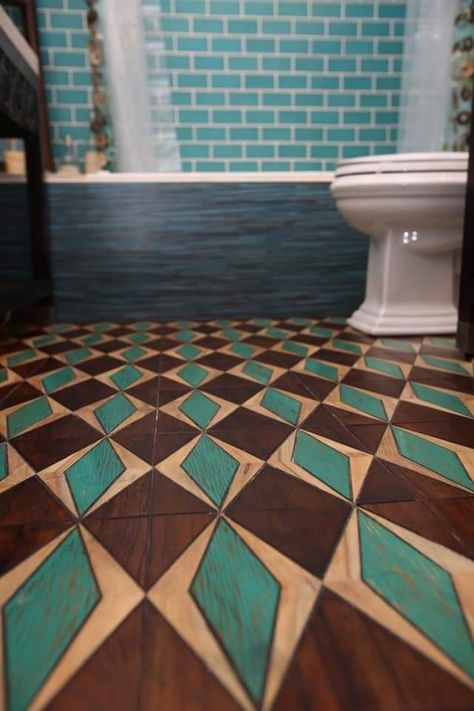 Modern Floor Tiles, Mid Century Tile, Colorful Mid Century Modern, Mid Century Flooring, Porch Tile, Teak Flooring, Modern Bathroom Tile, Mid Century Modern Bathroom, Brick Flooring