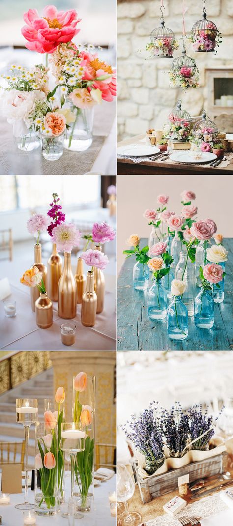 Large fresh floral centerpieces are gorgeous but may take a huge chunk out of your décor budget. Sharing a little bit of your personality and story with each and every table has become a popular trend in wedding decor. Consider out-of-the-box centerpiece arrangements with less fresh flowers, yet still make a memorable statement. No matter … Cheap Wedding Table Centerpieces, Inexpensive Centerpieces, Budget Flowers, Creative Centerpieces, Unique Wedding Flowers, Wedding Floral Centerpieces, Unique Centerpieces, Wedding Centerpieces Diy, Flower Centerpieces Wedding