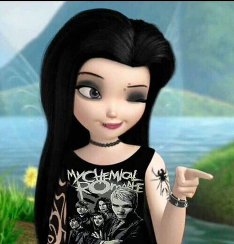 My chemical Romance Emo Disney Characters, Disney Punk Edits, Emo Disney Princess, Gothic Disney Princesses, Emo Disney, Punk Disney Princess, Dark Disney Princess, Evvi Art, Disney Punk