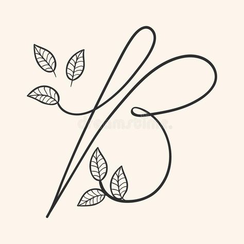 Letter B Monogram, Hipster Icons, Handwritten Letter, B Monogram, Branch Vector, Text Logo Design, Plant Vector, Letter Vector, Hand Lettering Alphabet