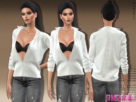 .:337 - Shirt With Bra:.  Found in TSR Category 'Sims 4 Female Everyday' Sims4 Clothing, Satin Shirt Dress, Open Shirt, Sims 4 Update, Sims Hair, Sims 4 Clothing, Boyfriend Shirt, Sims 4 Cc, Sims 4 Custom Content