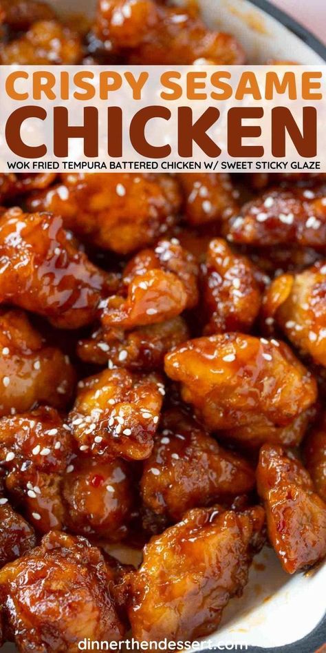 Chunk Chicken Breast Recipes, Crispy Sesame Chicken, Crispy Honey Chicken, Chinese Meals, Work Snacks, Easy Sesame Chicken, Wok Recipes, Chinese Dinner, Honey Sesame Chicken