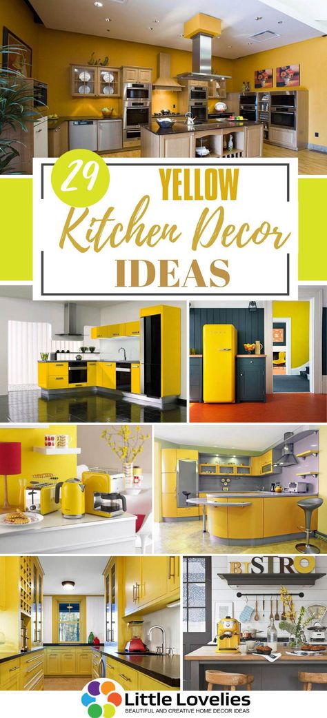 Yellow Kitchen Cabinets Ideas, Kitchen Yellow Cabinets, Yellow Kitchen Ideas Decor, Kitchen Colors Schemes Yellow, Mustard Kitchen Ideas, Yellow Kitchen With Brown Cabinets, Yellow Kitchen Walls With Dark Cabinets, Yellow Kitchen Walls With Gray Cabinets, Yellow And Gray Kitchen Ideas