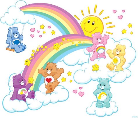 It's Hang Out Day! The Care Bears love to spend time hanging out with their friends! Tag your below! Black Wall Stickers, Care Bears Birthday Party, Care Bear Tattoos, Care Bears Vintage, Care Bear Party, Care Bear Birthday, Care Bears Cousins, Bear Costume, Bear Party