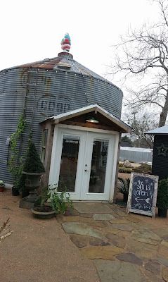 Peace, Love, and All The Good Stuff Old Grainery Ideas, Grain Bin Farm Store, Grain Silo Conversion, Silo She Shed, Grain Bin Shed, Grain Bin Chicken Coop, Grain Bin Ideas, Silo Projects, Silo Conversion