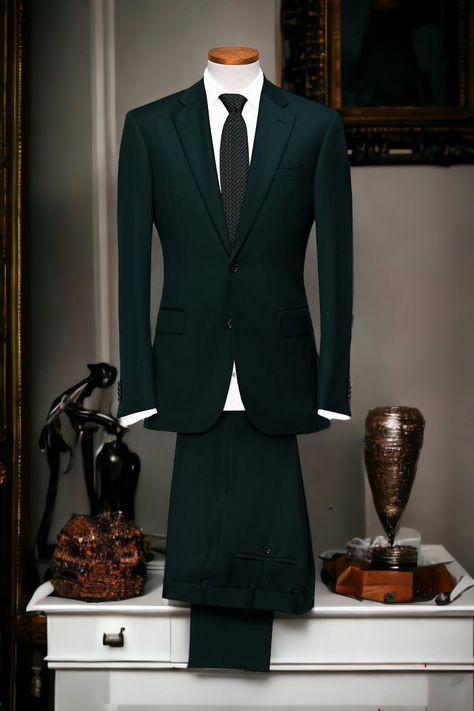 Elevate your style and comfort with our Lycra Dark Green Dark Green 2-Piece Suit. Crafted with a blend of high-quality Lycra Dark Green and premium materials, this suit offers a perfect balance between flexibility, durability, and a sleek modern design. Whether you're heading to a formal event, a business meeting, or a special occasion, this suit is designed to make you look and feel your best. Key Features: Lycra Blend Dark Green Fabric: Our suit is made from a carefully selected blend of Lycra Dark Green Suits For Men, Dark Green Suit Men, Dark Green Suit, Green Suit Men, Dark Green Blazer, Ethnic Jacket, Dark Green Fabric, Green Dress Pants, Black Suit Men