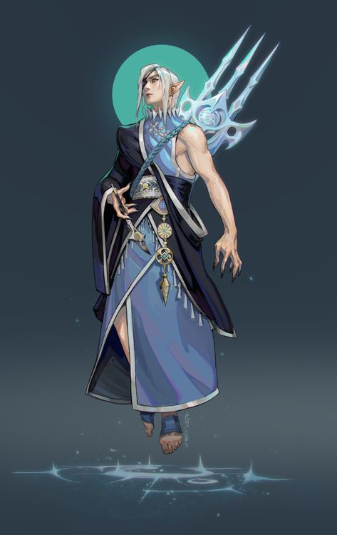 ArtStation - Ice Priest - Class Demo, Alex Chen Ice Mage, Alex Chen, Fantasy Friends, Gothic Arches, Moon Elf, Ice Magic, Dungeons And Dragons Classes, High Elf, D&d Dungeons And Dragons