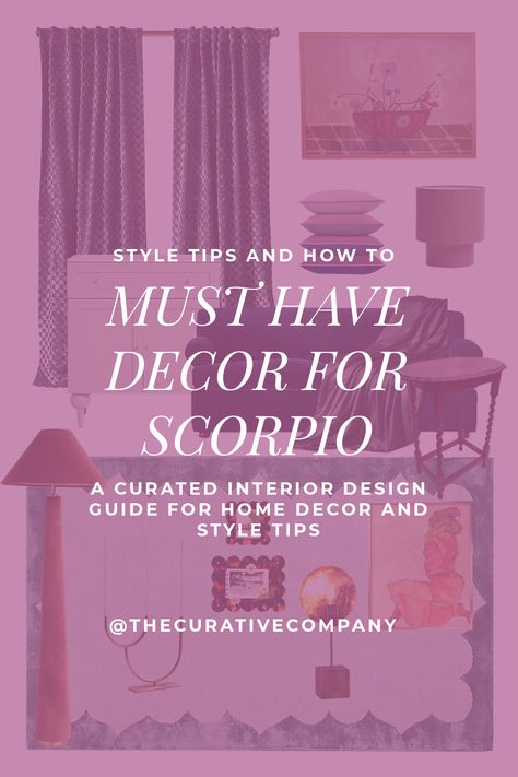 Discover a curated interior design guide tailored for Scorpio! Explore aesthetic trends, home decor ideas, and inspirational tips inspired by the passionate and intense characteristics of this zodiac sign. Scorpio Home, Curated Interior, Explore Aesthetic, Interior Design Guide, Design Guide, Sustainable Home, Interior Design Trends, Home Decor Ideas, Vintage Home Decor