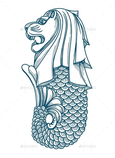 Singapore Merlion Icon #Singapore, #Merlion, #Icon Merlion Tattoo, Singapore Inspired Tattoos, Singapore Design, Singapore Doodle, Merlion Singapore Tattoo, Merlion Singapore Drawing Easy, Singapore Illustration, Singapore Sketch, Singapore Lion