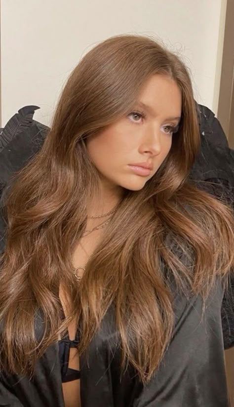 Brown Hair Inspo Color For Pale Skin, Warm Toned Light Brown Hair, Golden Apricot Hair Color, Brown Curtain Bangs, Amber Brown Hair, Nothing More To Tell, Ombre Ash Brown, Warm Light Brown Hair, Cinnamon Brown Hair