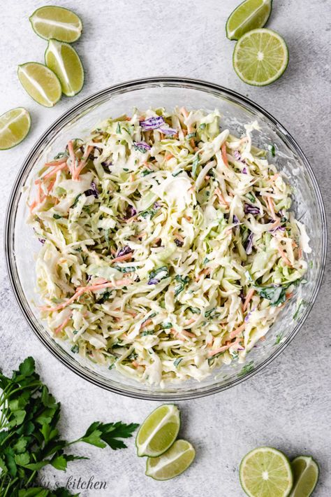 Salmon And Coleslaw, Coleslaw With Vinegar Dressing, Fish Taco Slaw, Taco Slaw, Cabbage Tacos, Slaw For Fish Tacos, Creamy Fish, Vinegar Coleslaw, Slaw Dressing