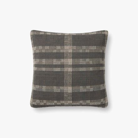 COVE PAL0022 SMOKE / NATURAL | Loloi Rugs Amber Lewis X Loloi, Amber Lewis, Trade Sign, Natural Pillows, Loloi Rugs, Linear Pattern, Amber Interiors, Pillows And Throws, Cushion Design