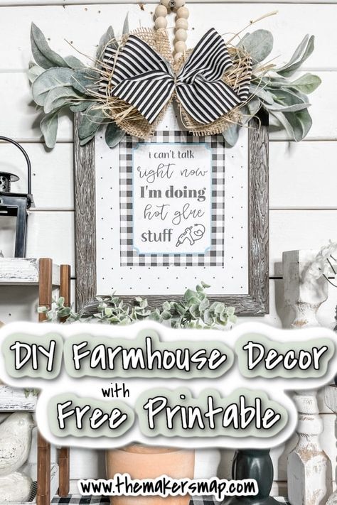 DIY Farmhouse Decor with Free Printable - Easy DIY Decor Tutorial Farmhouse Printables Free, Farmhouse Furniture Ideas, Free Farmhouse Printables, Rustic Farmhouse Exterior, Farmhouse Decoration Ideas, Farmhouse Exterior Ideas, Diy Farmhouse Ideas, Farmhouse Printables, Modern Farmhouse Ideas