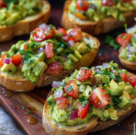 Pescatarian Mediterranean Lifestyle | Smashed Avocado Bruschetta (Lily’s Bites) | Facebook Avocado Bruschetta Recipe, Avocado Bruschetta, Avocado Spread, Bruschetta Ingredients, Bruschetta Recipe, Smashed Avocado, Avocado Tomato, Grandmas Recipes, Ripe Avocado