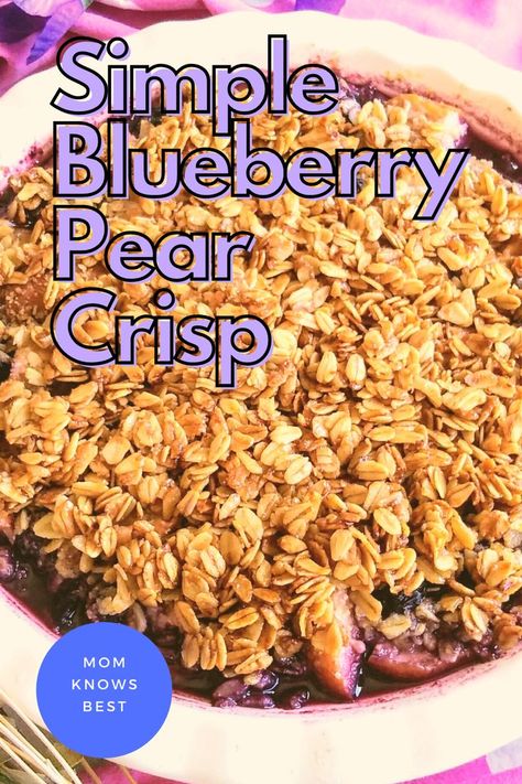 A delightfully sweet combination of fruit makes this blueberry pear crisp the perfect summer dessert. #recipe #pears #summer #dessert #fruit #healthy #crisp #sweetiepie #pie #vegan #dairyfree Healthy Crisp, Pear Crisp, Pear Pie, Blueberry Crisp, Dessert Fruit, Blueberry Desserts, Pear Recipes, Healthy Summer Recipes, Blueberry Recipes