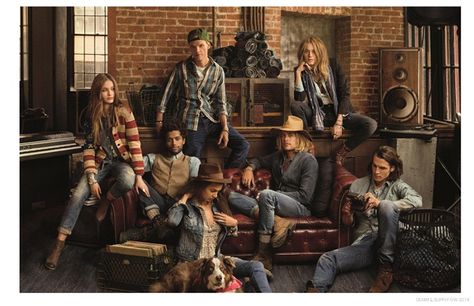 Denim & Supply by Ralph Lauren Launches Fall/Winter 2014 Ad Campaign + Warehouse Project image Ralph Lauren Denim Supply 001 Ralph Lauren Photoshoot, Group Photo Poses, Ralph Lauren Fall, Camille Rowe, Family Photoshoot Outfits, Group Photography, 사진 촬영 포즈, Photo Grouping, Ralph Lauren Style