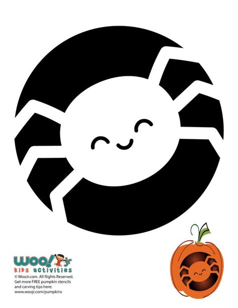 Cute Kawaii Pumpkin Stencils | Woo! Jr. Kids Activities : Children's Publishing Bluey Pumpkin Carving, Easy Pumpkin Carving Ideas Cute, Spider Pumpkin Carving, Pumpkin Carving Templates Printable, Pumpkin Stencil Printable, Easy Pumpkin Stencils, Pumpkin Carving Stencils Easy, Kids Pumpkin Carving, Pumpkin Carving Stencils Templates