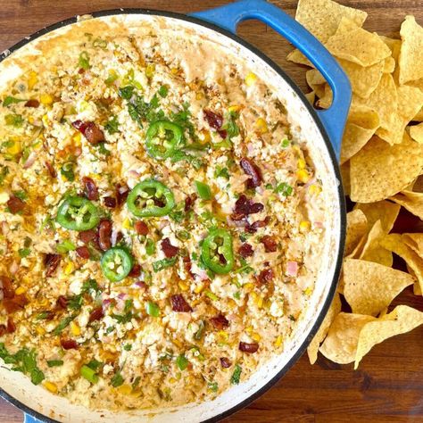 Smoked Street Corn Dip, Smoked Corn Dip, Smoked Street Corn, Corn Dip With Cream Cheese, Best Smoked Turkey, Spicy Corn Dip, Smoked Corn, Blackstone Griddle Recipes, Mexican Corn Dip