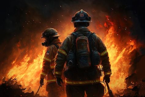 Firefighter Wallpaper Backgrounds, Firefighter Painting, Fire Paintings, Fireman Tattoo, Firefighter Art, Fire Painting, Fire Image, Fire Brigade, 3d Interior