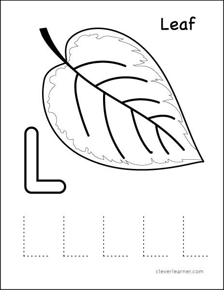 L stands for leaf preschool worksheet L Worksheets Preschool, Letter L Preschool, L Is For Leaf, Leaf Tracing, Letter L Worksheet, K Words, Car Alphabet, Letter L Crafts, Letter L Worksheets