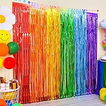 Holiday Photo Booth Props, Holiday Photo Booth, Fringe Curtains, Rainbow Backdrop, Backdrop For Birthday, Rainbow Party Decorations, Streamer Backdrop, Foil Curtain, Party Streamers