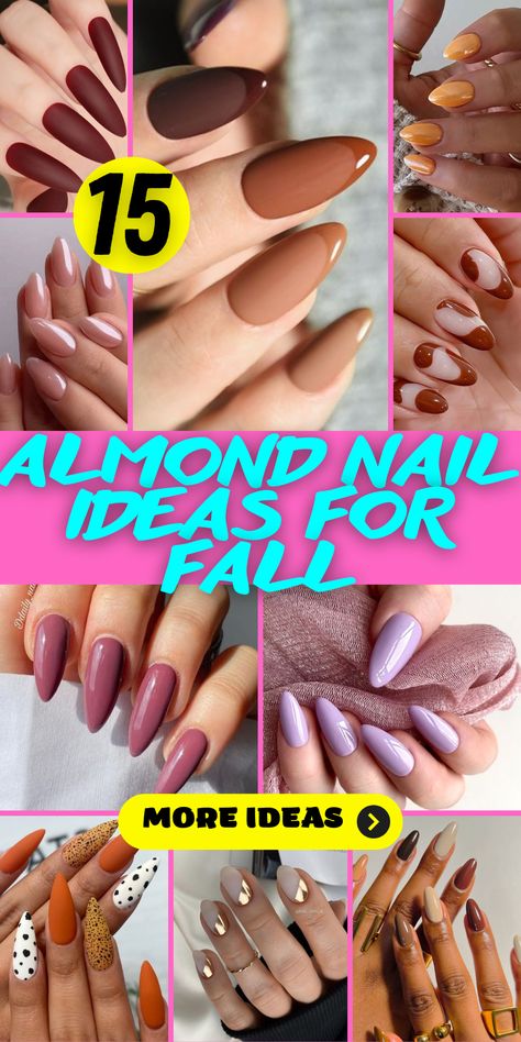 Fall Nails Ideas Almond Shape, Almond Nails Designs September 2023, Oval Shaped Fall Nails, 2023 Almond Nail Designs, Small Almond Nails Design Fall, Autumn Nails Long Almond, Fall Nail Colors 2023 Almond Shape, October Nail Designs Fall 2023, Fall Nail Design Almond Shape