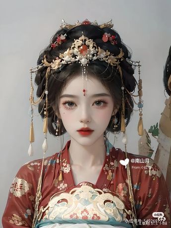 Chinese Jewelry Traditional, Trendy Curtain Bangs, Hanfu Hair, Kawaii Outfit Ideas, Hanfu Hairstyles, Long White Hair, Ancient Dress, Chinese Makeup, Traditional Hairstyle