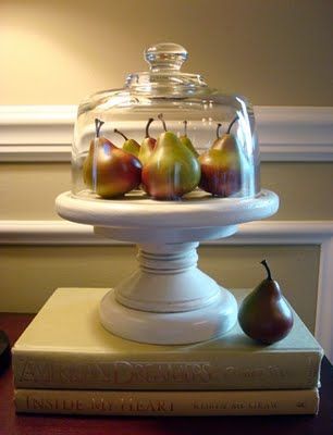 Display Stand-made from cheese dome and candlestick Cheese Tray Display, Chunky Candle Holders, Cloche Decor, Diy Cake Stand, Thrifty Diy, Thrifty Decor Chick, Cheese Dome, Diy Display, Thrift Store Crafts