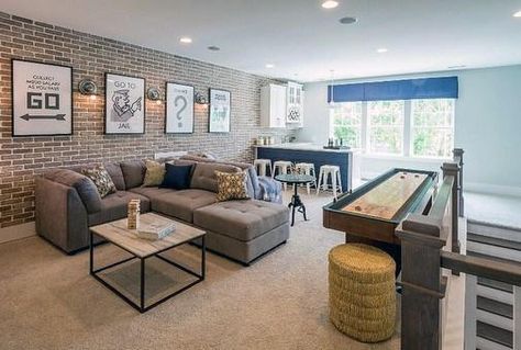 Loft Ideas Upstairs, Bonus Room Playroom, Bonus Room Decorating, Teen Lounge Rooms, Bonus Room Design, Bonus Room Ideas, Teen Lounge, Hangout Room, Shape Sofa