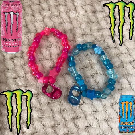 Stuff To Make Out Of Monster Cans, 4 Matching Bracelets, Kandi Matching Bracelets, Emo Kandi Bracelets, Emo Bracelet Ideas, Scene Bracelets Ideas, How To Make Kandi Bracelets, Bracelet Ideas Matching, Pony Bead Bracelets Ideas