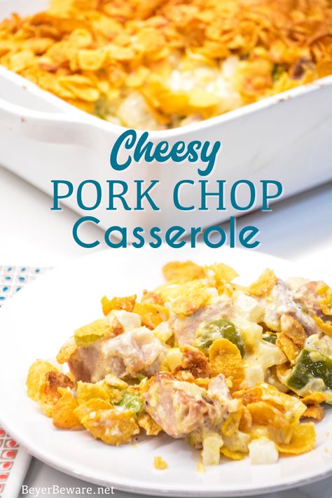 Pork Chops Casserole, Leftover Pork Loin Recipes, Pork Casserole Recipes, Pork Chop Casserole Recipes, Pork Chops Recipes, Leftover Pork Recipes, Cheesy Pork Chops, Leftover Pork Chops, Pork Chop Casserole