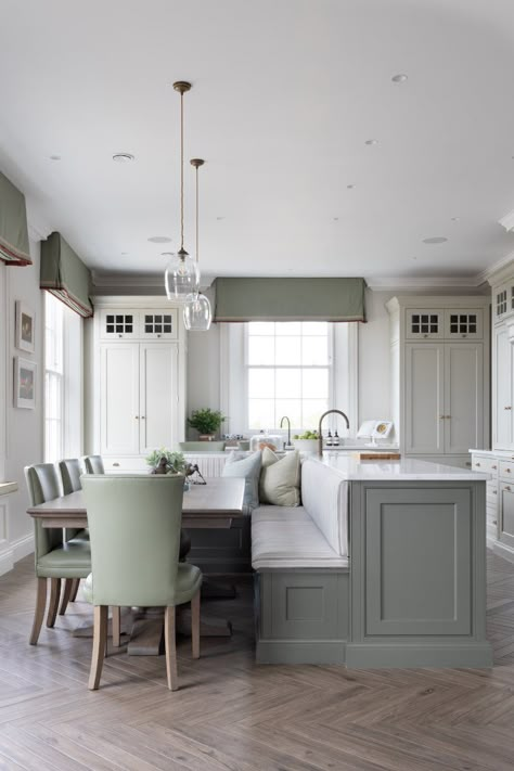 Peninsula Kitchen Table, Dining Table Off Kitchen Island, Kitchen Island With Breakfast Nook, Kitchen Island And Table, Kitchen Island Banquette, Peninsula Kitchen, Humphrey Munson, Kitchen Island Dining Table, Nook Table