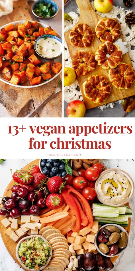 Deck the halls with these delicious 🌱 13+ Vegan Appetizers 🥗 for Christmas! Your holiday table will never be the same. 😋 Get the recipes now! Plant Based Christmas Appetizers, Vegan Christmas Dinner Starters, Vegan Christmas Snacks For Party, Vegan Christmas Finger Food, Gf Df Thanksgiving Appetizers, Vegan Christmas Meals Ideas, Vegan Christmas Party Food Ideas, Easy Vegan Christmas Recipes, Healthy Vegan Christmas Recipes