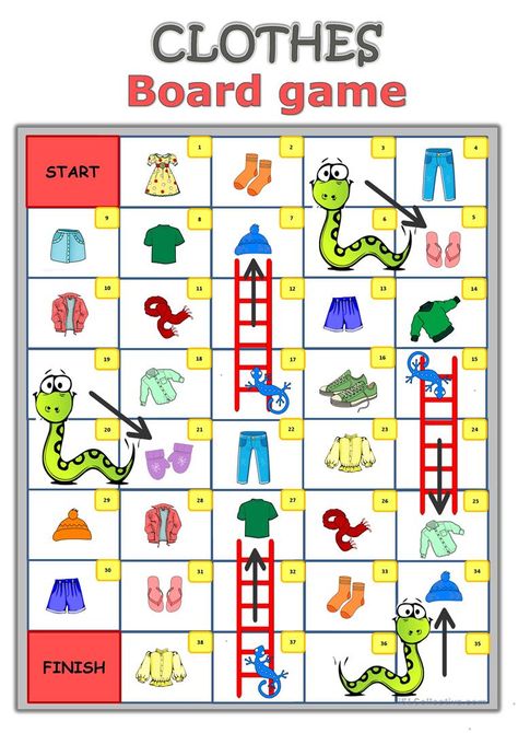 Clothes - Board game worksheet - Free ESL printable worksheets made by teachers Clothes Esl, Esl Board Games, English Games For Kids, Game Worksheet, Kids Tumblr, Printable Board Games, Esl Games, Clothes Board, Esl Activities