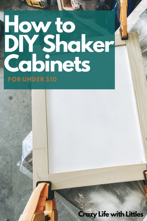 Adding Trim to Cabinets for Shaker-Style Look | Crazy Life with Littles - DIY & Home Decor Trim Cabinet Doors, Shaker Trim, Kitchen Cabinets Shaker Style, Diy Shaker Cabinet Doors, Formica Cabinets, Diy Shaker Cabinets, Laminate Cabinet, Shaker Style Cabinet Doors, Laminate Kitchen Cabinets