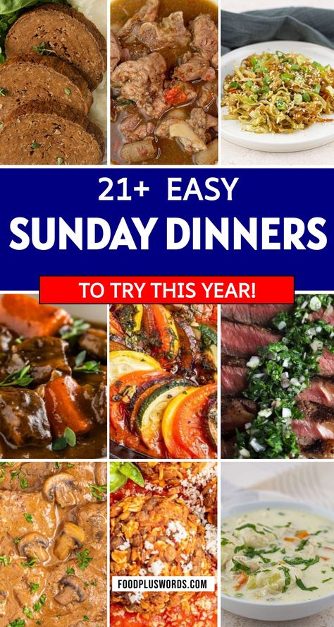 Are you looking for delicious Sunday dinner ideas? How about trying some mouthwatering soul food or comforting Southern cuisine dishes that are super easy to make and perfect for the whole family. Whether you use your favorite cookware or opt for a lazy crockpot option, these recipes are quick, fun, and guaranteed to be a hit! From light and cheap meals to fast and yummy options, these Sunday dinner ideas will be the highlight of your week. Don't wait - get cooking now! Healthy Sunday Dinner Recipes, Sunday Dinner For Two, What’s For Supper, Summer Sunday Dinner Ideas, Easy Healthy Family Dinners, Healthy Sunday Dinner Ideas, Best Summer Meals, Soulfood Sunday Dinner Ideas, Southern Sunday Dinner Ideas