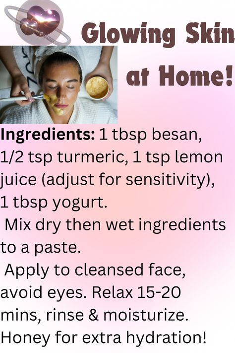 This nourishing DIY face mask combines the power of besan (gram flour) for gentle exfoliation, haldi (turmeric) for a natural glow, lemon juice for brightening, and yogurt for deep hydration. Reveal your radiant skin in just a few simple steps! #DIYFaceMask #NaturalBeauty #GlowingSkin #BesanMask #selfcare #bestfacemask #facemaskathome #facemask #canva #skincare #glowingskincare #glowingface #weddingfacemask #weddingprep #occasion Mask For Brightening Skin, Yogurt Face Mask, Brightening Mask, Glowing Face, Gram Flour, Glowing Skincare, Best Face Mask, Gentle Exfoliator, Wedding Prep