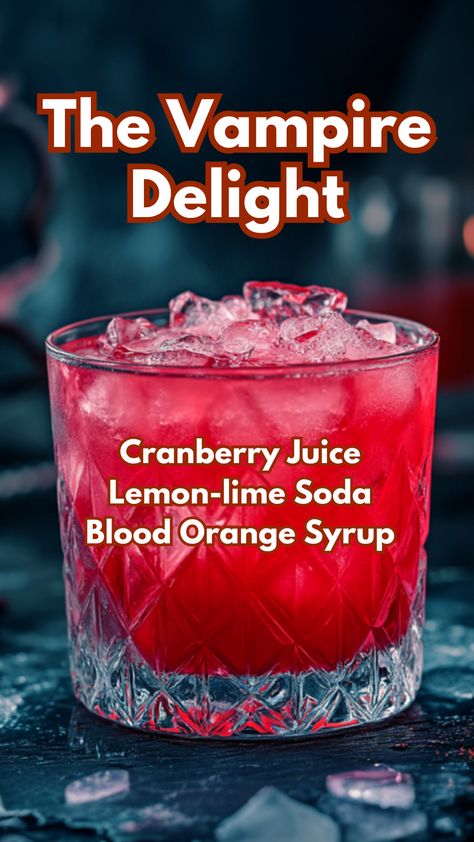 The Vampire Delight Red Drinks For Halloween, Creative Non Alcoholic Drinks, Refreshing Fall Drinks, Red Mocktail Recipe, Red Drink Recipes, Blood Bag Drink Recipe, Vampire Picnic, Halloween Party Drinks Non Alcoholic, Spooky Alcoholic Drinks