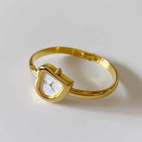 Yves Saint Laurent Heart Shaped Bangle watch from the 90s will be available at 5pm pacific time! Angel Boy, Bangle Watches, Watch Fashion, Jewelry Simple, Hand Ring, Jewelry Lookbook, Fancy Jewelry, Shiny Things, Jewelry Inspo