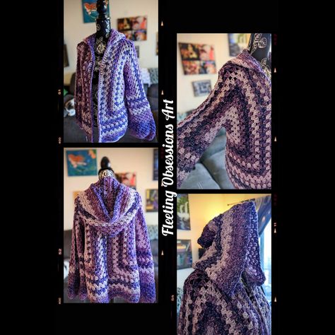 I named this one The Viole[n]t Rogue cardigan. I still love it. 
Made with Lions Brande Mandela Chi yarn. I just love how this yarn drapes and feels on your skin. 

*Pattern is available on Ravelry or my website
The Sweet Hexagon cardigan
https://fleetingobsessionsart.squarespace.com/shop/p/pattern-sweet-hexagon-cardigan-pack

#fleetingobsessionsart #fleetingobsessionscrafts #sweethexagoncardigan #crochet #crochetcardigan #hexagon #cardigan #handmadecardigan #purple Hexagon Cardigan, Skin Pattern, Crochet Cardigan, The Sweet, My Website, Ravelry, Your Skin, Just Love, Cardigans