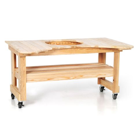 Primo Cypress Table for Kamado BBQ Grill | WoodlandDirect.com: Grilling: Islands & Kitchens #LearnShopEnjoy Kamado Grill Table, Bbq Guys, Kamado Bbq, Ceramic Grill, Bbq Table, Grill Table, Kamado Grill, Bbq Island, Cypress Wood