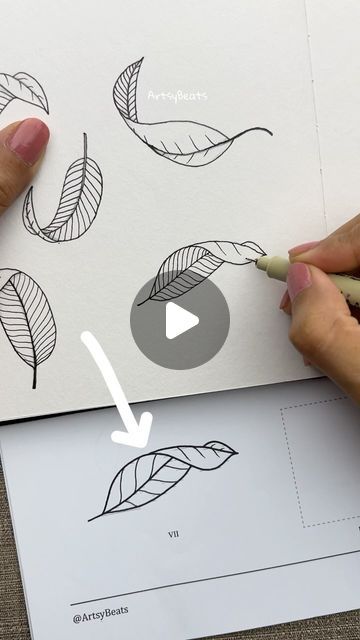 Flower Doodles | Mandala | Zen art✨ on Instagram: "Learn to draw curved leaves 🍃 🚀 Step-by-step guide to draw leaves in different perspective is now available for download at my online store and Etsy shop 🛍️ 
.
Comment below for link 🔗 or visit the link in bio 🔗
www.artsybeats.com ✨
.
With easy-to-follow tutorials and practice templates, these sheets offer a wealth of practice opportunities ✍️ 
.
You can print them as many times as you want for practice, allowing for unlimited creative time. 🕰️ 
.
Immerse yourself in the therapeutic and calming experience of drawing ✍️ 
.
Practice mindfulness and relax 😌 
.
Start your creative journey today! 🎨✨
.
.
#artreels #artreel #botanica #perspective #perspectivedrawing #drawinglessons #curvedleaves #coloringbook #leaves #diycrafts #scrapbook Curled Leaf Drawing, Leaf Drawings Simple, Zentangle Leaves Step By Step, How To Draw A Leaf Step By Step, How To Draw Leaves Step By Step, How To Draw Fall Leaves, How To Draw Leaf, How To Draw A Leaf, How To Draw Leaves